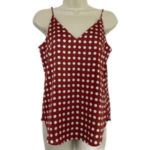 Express Tank Top XS Polka Dot Camisole V-Neck Red White Retro Womens Sleeveless